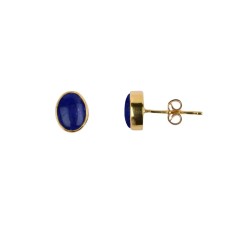 Heilsteine & Edelsteine - Ohrstecker - Lapis Lazuli, oval, 0,9cm, vergoldet