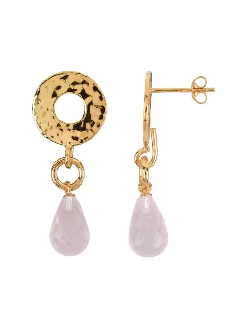 Heilsteine & Edelsteine - Ohrstecker - Rosenquarz-Briolette