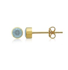 Heilsteine & Edelsteine - Ohrstecker - Topas blau rund (4mm), facettiert, 0,5cm, vergoldet