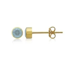 Heilsteine & Edelsteine - Ohrstecker - Topas blau rund (4mm), facettiert, 0,5cm, vergoldet