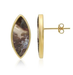 Heilsteine & Edelsteine - Ohrstecker - Ozeanjaspis Marquise (20 x 8mm), 2,1cm, vergoldet