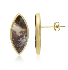 Heilsteine & Edelsteine - Ohrstecker - Ozeanjaspis Marquise (20 x 8mm), 2,1cm, vergoldet