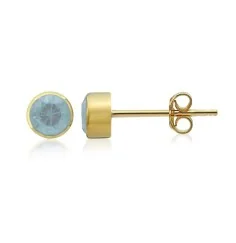 Heilsteine & Edelsteine - Ohrstecker - Topas blau rund (6mm), facettiert, 0,7cm, vergoldet