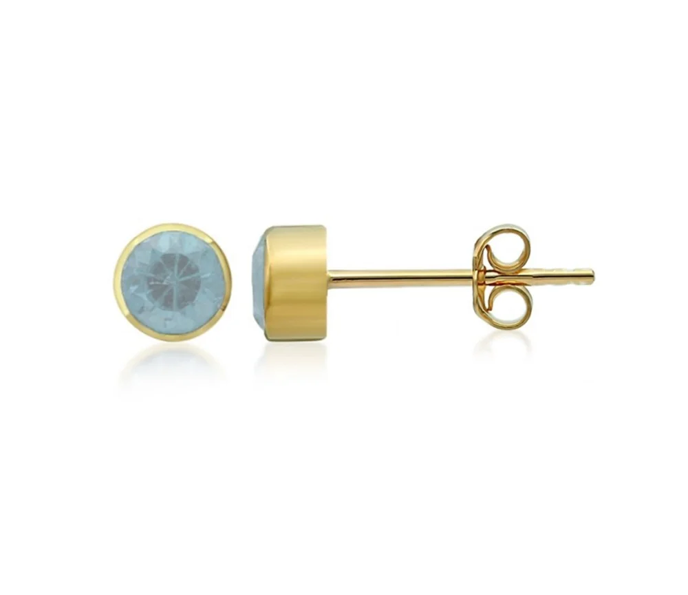 Heilsteine & Edelsteine - Ohrstecker - Topas blau rund (6mm), facettiert, 0,7cm, vergoldet