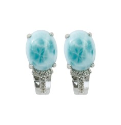 Heilsteine & Edelsteine - Ohrstecker - Larimar, Topas, 1,6cm, rhodiniert