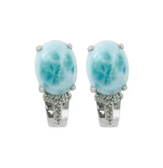 Heilsteine & Edelsteine - Ohrstecker - Larimar, Topas, 1,6cm, rhodiniert