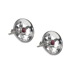 Heilsteine & Edelsteine - Ohrstecker - Blume mit Granat, 1,4cm, rhodiniert