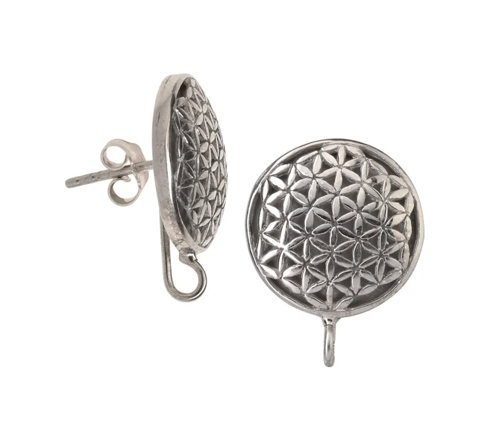 Heilsteine & Edelsteine - Ohrstecker - für Wechselkomponenten, Blume des Lebens , 2,0cm, rhodiniert