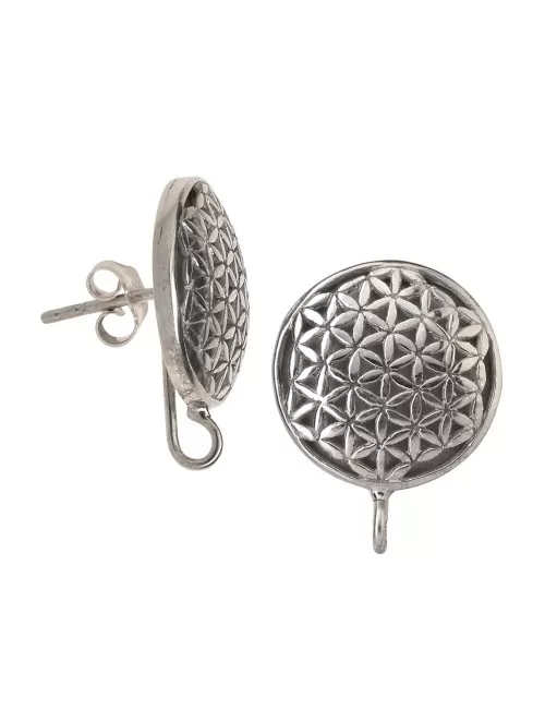 Heilsteine & Edelsteine - Ohrstecker - für Wechselkomponenten, Blume des Lebens , 2,0cm, rhodiniert