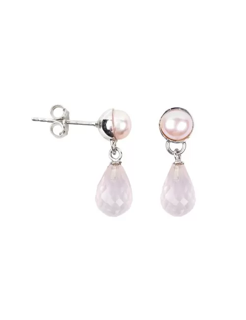 Heilsteine & Edelsteine - Ohrstecker - Rosenquarz-Briolette