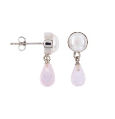 Heilsteine & Edelsteine - Ohrstecker - Perle, Rosenquarz Briolette