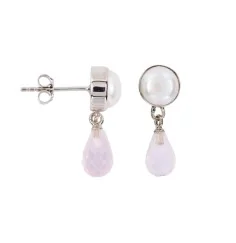 Heilsteine & Edelsteine - Ohrstecker - Perle, Rosenquarz Briolette