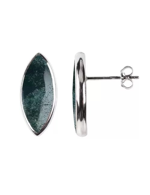 Heilsteine & Edelsteine - Ohrstecker - Ozelot-Jaspis Navette