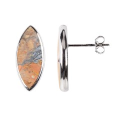 Heilsteine & Edelsteine - Ohrstecker - Maligano-Jaspis Marquise (20 x 8mm), 2,2cm, platiniert