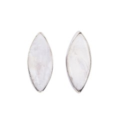 Heilsteine & Edelsteine - Ohrstecker - Druzy-Achat (weiß) Marquise, platiniert