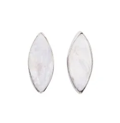 Heilsteine & Edelsteine - Ohrstecker - Druzy-Achat (weiß) Marquise, platiniert