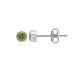 Heilsteine & Edelsteine - Ohrstecker - Peridot rund (3mm), facettiert, 0,4cm, platiniert