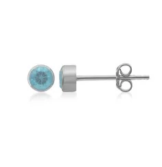 Heilsteine & Edelsteine - Ohrstecker - Topas blau rund (4mm), facettiert, 0,5cm, platiniert