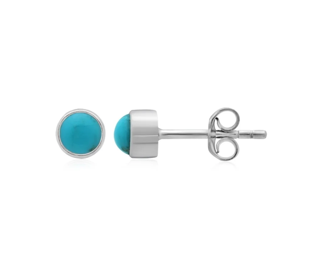Heilsteine & Edelsteine - Ohrstecker - Türkis rund (4mm), 0,5cm, platiniert
