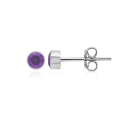 Heilsteine & Edelsteine - Ohrstecker - Amethyst rund (3mm), facettiert, 0,4cm, platiniert