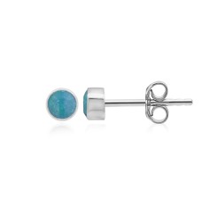 Heilsteine & Edelsteine - Ohrstecker - Opaldubletten rund (3mm), 0,4cm, platiniert