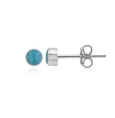 Heilsteine & Edelsteine - Ohrstecker - Opaldubletten rund (3mm), 0,4cm, platiniert