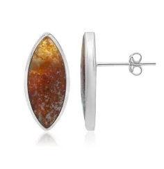 Heilsteine & Edelsteine - Ohrstecker - Ozeanjaspis Marquise (20 x 8mm), 2,2cm, platiniert