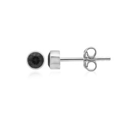 Heilsteine & Edelsteine - Ohrstecker - Spinell schwarz rund (3mm), facettiert, 0,4cm, platiniert