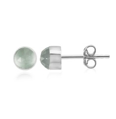 Heilsteine & Edelsteine - Ohrstecker - Aquamarin rund (6mm), facettiert, 0,7cm, platiniert