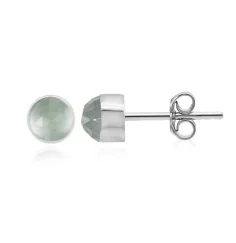 Heilsteine & Edelsteine - Ohrstecker - Aquamarin rund (6mm), facettiert, 0,7cm, platiniert
