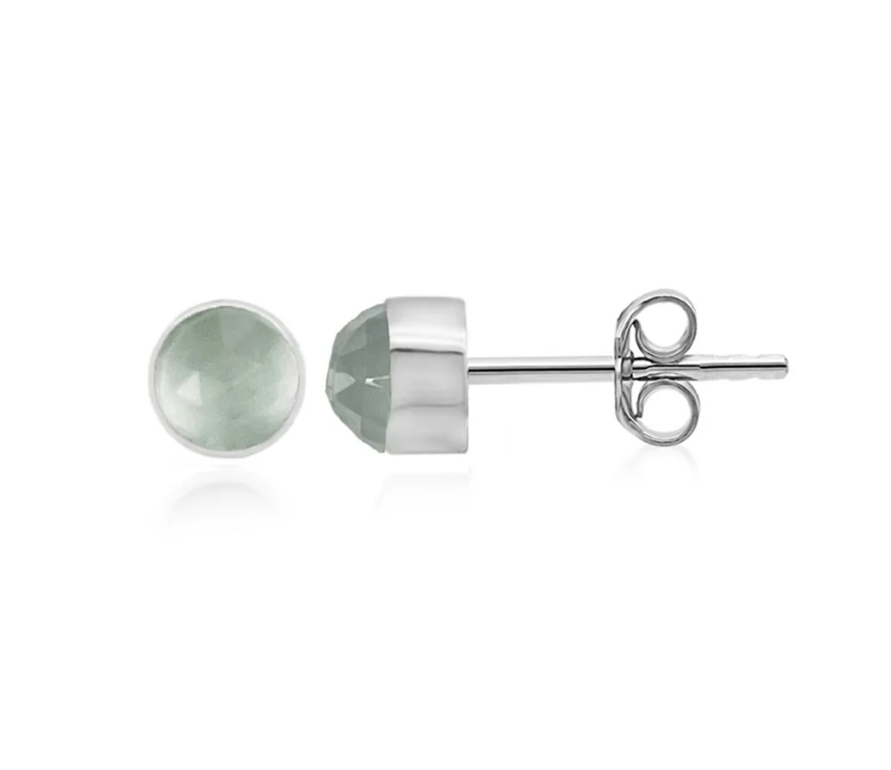 Heilsteine & Edelsteine - Ohrstecker - Aquamarin rund (6mm), facettiert, 0,7cm, platiniert