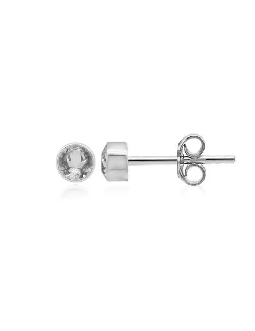 Heilsteine & Edelsteine - Ohrstecker - Topas weiß rund (3mm)