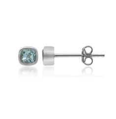 Heilsteine & Edelsteine - Ohrstecker - Topas blau quadratisch (4 x 4mm), facettiert, 0,5cm, platiniert