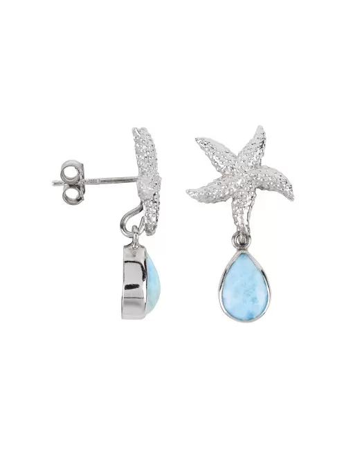 Heilsteine & Edelsteine - Ohrstecker - Larimar-Tropfen