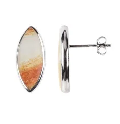 Heilsteine & Edelsteine - Ohrstecker - Java Sunset Jaspis Marquise (20 x8mm), 2,2cm, platiniert