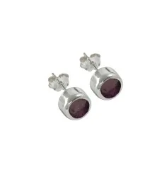Heilsteine & Edelsteine - Ohrstecker - Granat rund 4 mm, platiniert