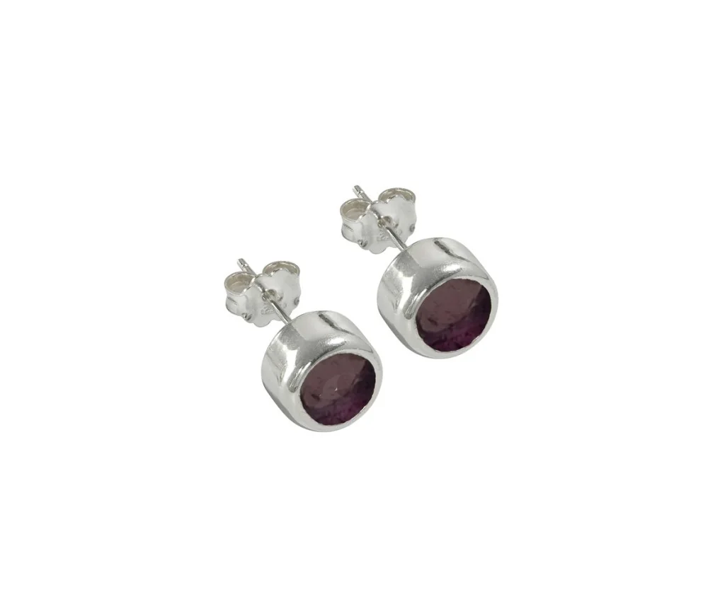 Heilsteine & Edelsteine - Ohrstecker - Granat rund 4 mm, platiniert