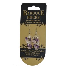 Ohrringe - Barock Kombi - Rosenquarz, Amethyst, Bergkristall - Schönheit & Wohlbefinden