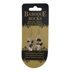 Ohrringe - Barock Kombi - Bergkristall, Rosenquarz, Schörl (stab.) - Liebe-Klarheit-Schutz