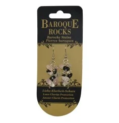 Ohrringe - Barock Kombi - Bergkristall, Rosenquarz, Schörl (stab.) - Liebe-Klarheit-Schutz