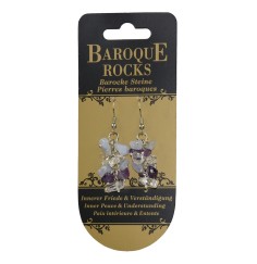 Ohrringe - Barock Kombi - Chalcedon, Amethyst, Bergkristall - Innerer Friede & Verständigung