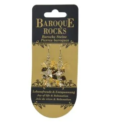 Ohrringe - Barock Kombi - Bergkristall, Citrin gebr., Rauchquarz - Lebensfreude & Entspannung