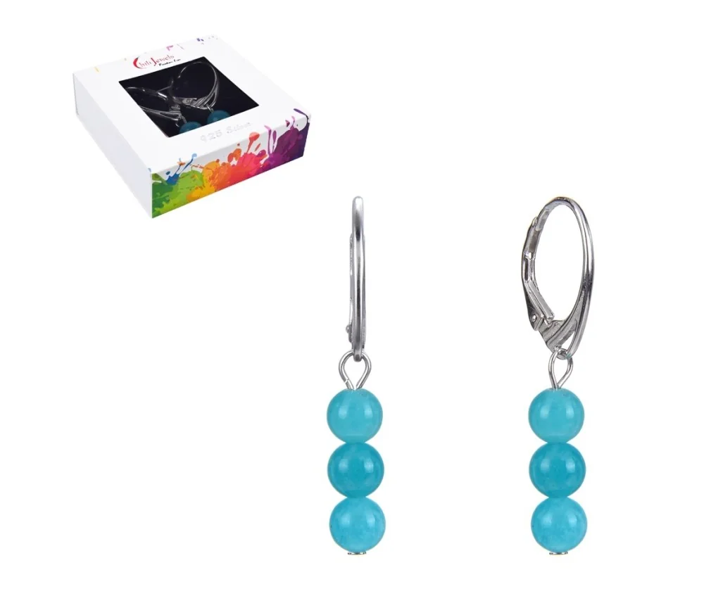 Ohrringe - Amazonit, Kugeln 6mm, rhodiniert