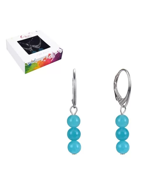 Ohrringe - Amazonit, Kugeln 6mm, rhodiniert