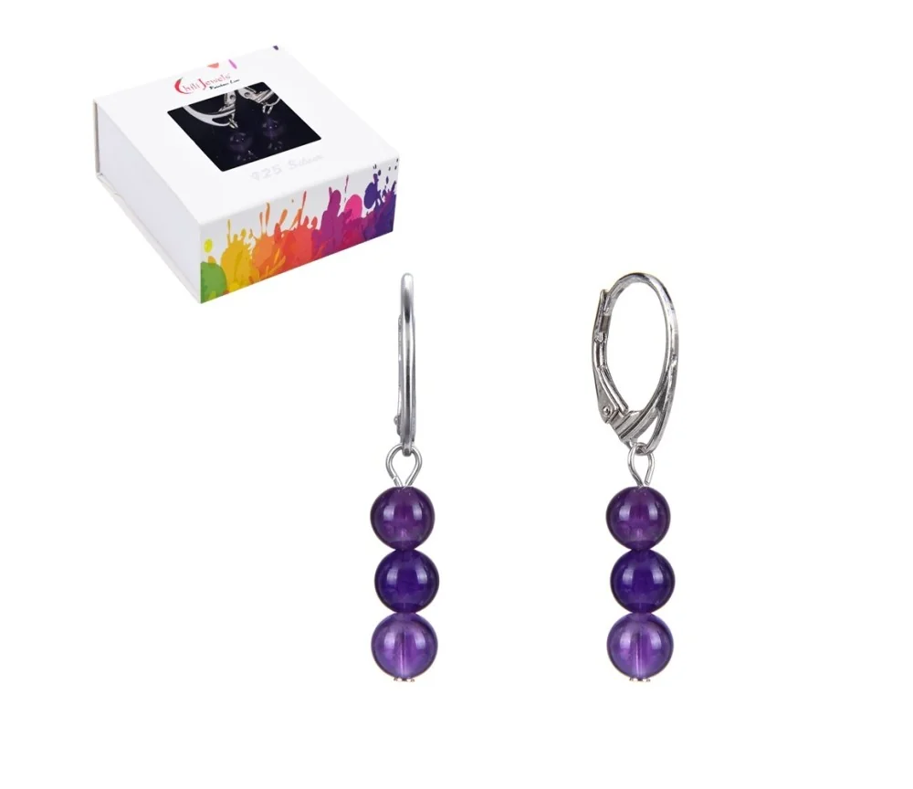 Ohrringe - Amethyst Kugeln 6mm, rhodiniert