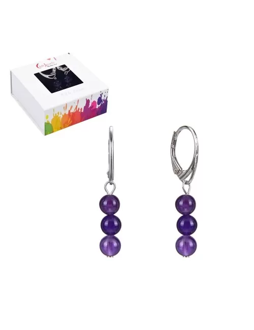 Ohrringe - Amethyst Kugeln 6mm, rhodiniert