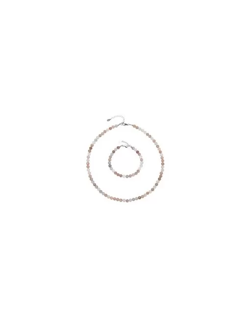 Ohrringe - Mondstein (bunt), 6mm-Kugeln, rhodiniert