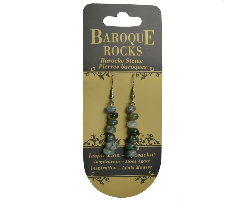 Ohrringe - Barock Classic - Moosachat Inspiration , 1-reihig