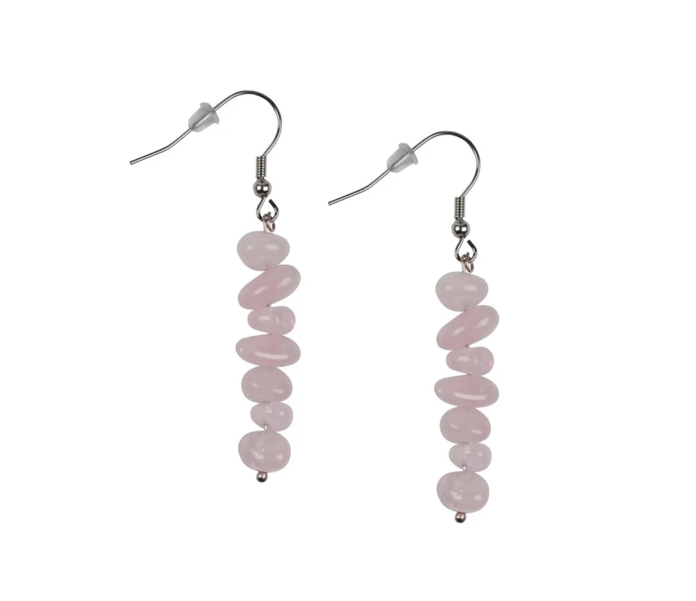 Ohrringe - Barock Classic - Rosenquarz Liebe , 1-reihig
