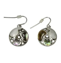 Ohrringe - Herzen rund, Perlmutt der Paua Muschel